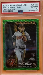 Jackson Holliday Rookie 2024 Topps Chrome Update Green Wave Refractor /99 PSA 10 - Picture 1 of 7