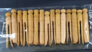 LOT OF 15 Vintage Wooden Mini Clothes Pins Doll Clothes Round Head Crafts 2.25" - Picture 1 of 4
