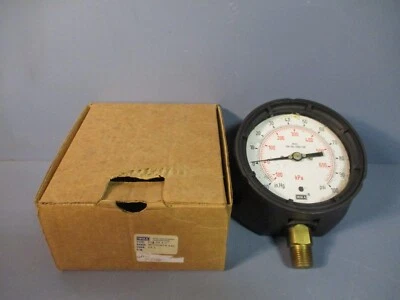 Manómetro Wika 4,5 pulgadas 1/2 pulgadas conexión 30-100 psi tipo 213,34 4,5" Foto 1 de 4
