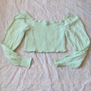 Top boho campesino manga larga verde espuma de mar Aerie talla pequeña nuevo sin etiquetas - Imagen 1 de 8
