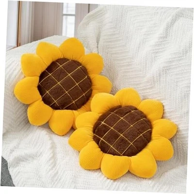 Almohada de girasol para decoración del hogar 2 piezas, amarillo en forma de girasol de 15 pulgadas Foto 1 de 4