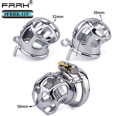 Dispositivo de castidad curvado anillo de arco de metal jaula para pene clásica con bloqueo de cobre FRRK Foto 1 de 4