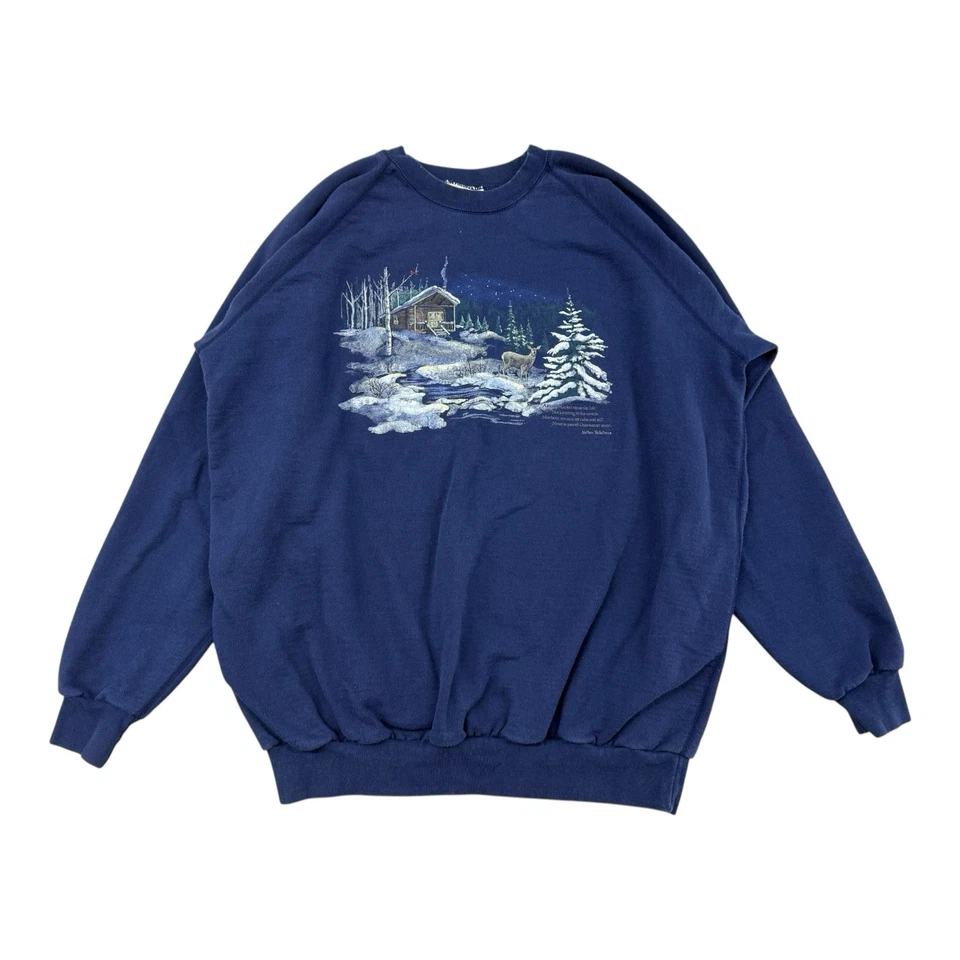 Vintage Northern Reflections Cabin Winter Outdoor Nature Crewneck Sweater Sz XL - Image 1 of 4