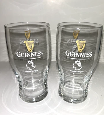 Guinness Premier League 20 Ounce Pint Glasses Set of 2 Very Rare Man Cave - Image 1 of 3