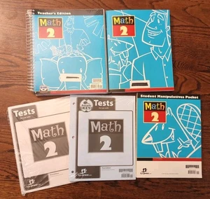 Math 2 Set Student Worktext BJU Press TESTS TE Manipulatives Third Edition NEW - Picture 1 of 11