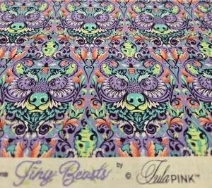 1/2 Yd Fabric, Free Spirit Presents Tiny Beasts, by Tula Pink "Bear with Me" - Picture 1 of 8
