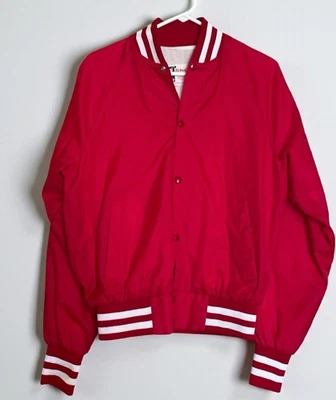 Chaqueta cortavientos roja mediana para hombre vintage Active Generation bombardero universitario EE. UU. Foto 1 de 4