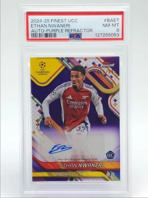 ETHAN NWANERI 2024 TOPPS FINEST UEFA ROOKIE PURPLE RC AUTO /299 PSA 8 Q3967 - Image 1 of 2