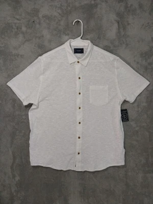 Lucky Brand Shirt Mens XL White Linen Blend Short Sleeve Button Up Casual - Image 1 of 4