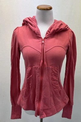 Prairie Underground Coral Organic Cotton Long Sleeve Cloak Hoodie Top Sz. XS - Image 1 of 4