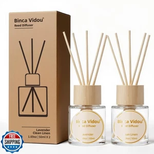 Binca Vidou Reed Diffuser Set Lavender and Linen Natural Scent Theme Oil Diff - Picture 1 of 5