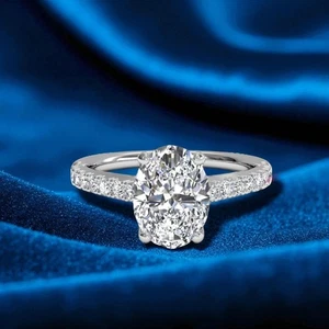 14K White Gold Wedding Ring 1.80 Carat IGI Lab Grown Oval Cut Diamond Size 6 7 - Picture 1 of 13