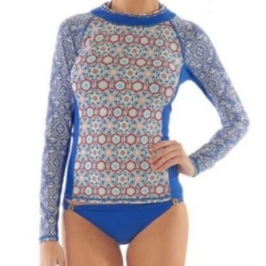 Helen Jon UPF 50+ Marabella Geo Print Swim Shirt Rash Guard Women's Size Small - Picture 1 of 8