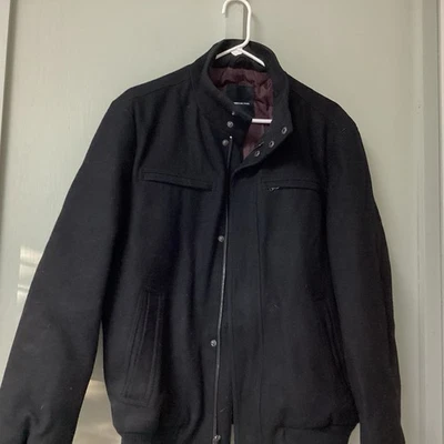 Chaqueta Bomber London Fog Para Hombre M Negra Bolsillos con Cremallera Completa Moto Mezcla de Lana Foto 1 de 4