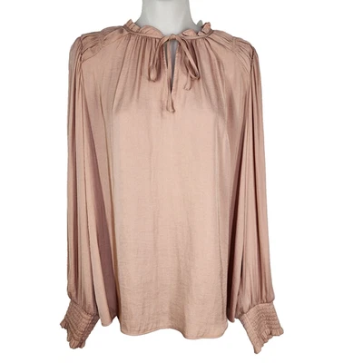 Blusa para mujer Rachel Roy grande ojo de cerradura corbata frontal con volantes manga larga Foto 1 de 4