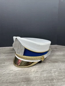 Bayly Cappello Fascia da Marcia Adulto Costume Halloween Bianco Blu Oro - Foto 1 di 17