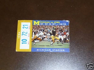 1977 MICHIGAN COLLEGE FOOTBALL TICKET VS IOWA - Picture 1 of 1