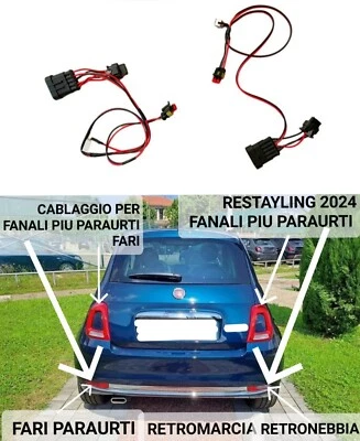 CABLAGGIO MODIFICA FANALI PIU PARAURTI FARI FIAT 500 ANCHE ABARTH RESTAYLING  - Immagine 1 di 4