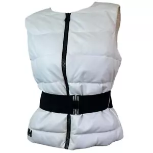 Helly Hansen Winter White Leather Goose Filled Puffer Vest with Belt sz XS - Picture 1 of 16