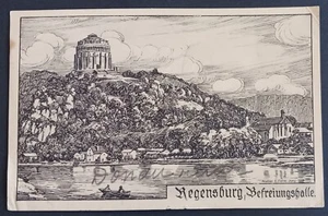 1915 Regensburg Liberation Hall Germany Engraving Distance View Postcard - Picture 1 of 2