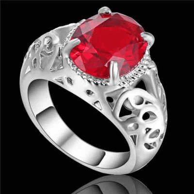 ANILLO RUBÍ CIRCONITA 10K ORO BLANCO RELLENO TALLA 6 POR BISUTERÍA KING Foto 1 de 2