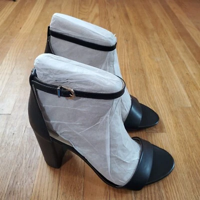 Sam Edelman Yaro Heel Sandals Sz 8 W Wide Black Leather Sandal Womens NEW NWOB - Image 1 of 4