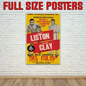 1964 Cassius Clay Muhammad Ali v Sonny Liston Photo / Poster Up To 36" - Picture 1 of 2