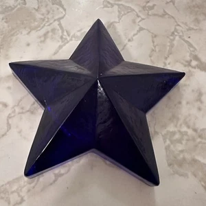 Vintage Texas Centennial Cobalt Blue Glass Lone Star Paperweight 1836-1936 - Picture 1 of 5