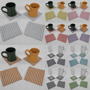Checked Gingham Cloth Coasters - Picture 1 of 21
