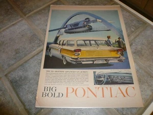 1958 Pontiac Ad Advertisement Vintage Print Ad - Custom Safari Wagon - Picture 1 of 1