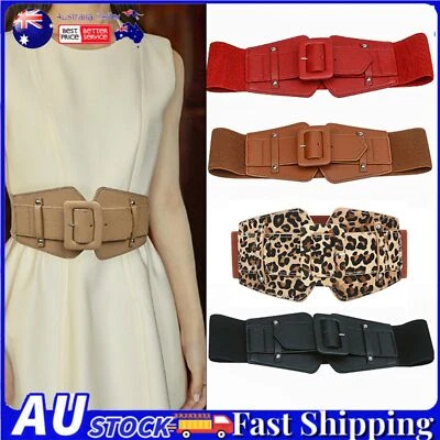 Women Wide Stretchy Cinch Waist Belts Corset Belt Retro Chunky Buckle Belts - image 1 of 4
