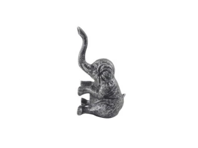 Rustic Silver Cast Iron Elephant Metal Door Stop 8" - Image 1 of 4