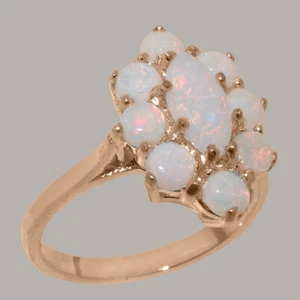 Solid 10k Rose Gold Natural Opal Womens Cluster Ring - Sizes 4 to 12 - Picture 1 of 5