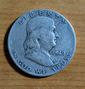 1949-S Franklin Half - with Filled "9" - Rare Mint Error - Circulated Condition - Picture 1 of 4