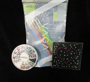 Vaga Dotting Nail Tools-5 pc & Vaga Color Wheel Rhinestones 12 colors - Picture 1 of 2
