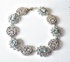 SCHMUCK-STCK Armband Blautopas Topas 19cm Silberzeit by Sogni d'oro Silber - Picture 1 of 3