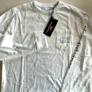 Vineyard Vines Youth Large 16 Vintage Balena Bianco Blu Tasca Manica Lunga Casual - Foto 1 di 8