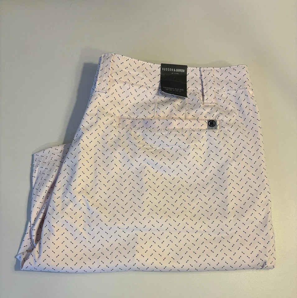 Pantalones cortos de rendimiento Hudson & Barrow para hombre, talla 36, rosa con negro, nuevos con etiquetas Foto 1 de 3