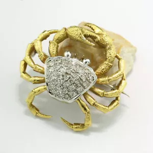 Spilla " Granchio " Diamanti 750-Gelbgold 750-Weißgold 11,6 Grammi Tierschmuck - Bild 1 von 4