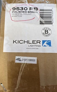 Kichler Pedestal Adaptor Post Mount New 9530PB Brass Light Fixture Polished - Picture 1 of 2