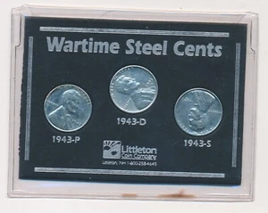 1943 PDS LINCOLN CENT SET OF 3 COINS STEEL PENNY - Picture 1 of 2