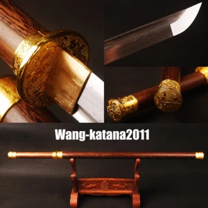 Espada afilada funcional dorada de 40"" de palo de rosa dinastía Tang china Dao Damasco - Imagen 1 de 12