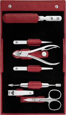 ZWILLING Maniküre und Pediküre Set Leder 7-teilig Rot Classic INOX Etui Set  - Bild 1 von 2