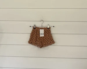 ZARA Girl Terry Muted Orange floral Terry Ruffled shorts Elastic Waist 4-5 years - Picture 1 of 19
