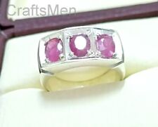 Natural Ruby Multi Stone Unisex Ring Real Gemstone 925 Sterling Silver Size 9