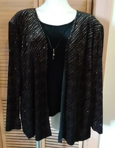 TOP R & K Originals Woman 24W Made in U.S.A. Black w/Gold Sparkles NWT - Picture 1 of 9