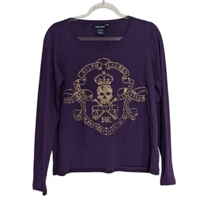 NEU Ralph Lauren Totenkopf Krone T-Shirt Mädchen Größe Large lila geblendet Baumwolle - Bild 1 von 10