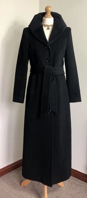 Jaeger Size 12 Super Soft Angora Wool Long Maxi Belted smart Coat quilted collar - Image 1 of 4