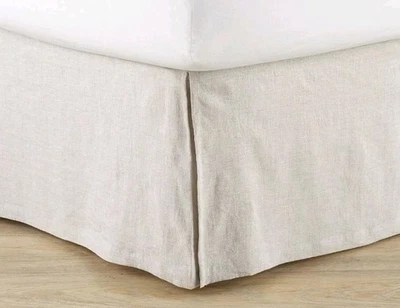 Falda cama King Pottery Barn lino marfil 13 pulgadas Casa de campo Drop Pleats Foto 1 de 4