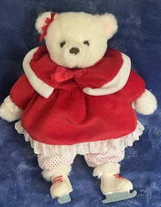 Seltene Rarität Vintage 1989 Prestige 14 Zoll weiß Plüsch Sammlerstück Weihnachten Skate Bär - Bild 1 von 9